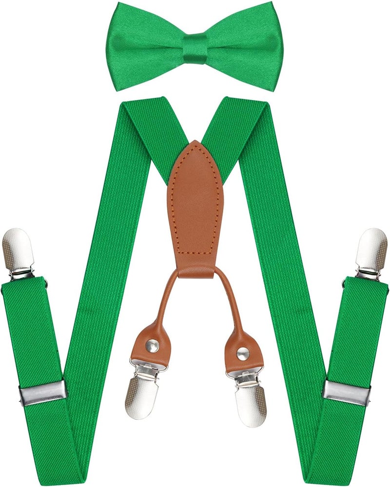 Topbuti Kids Boys Suspenders Bowtie Sets Adjustable Suspenders and Pre-tied Bow Tie with 4 Strong Metal Clips for Boys Girls - Image 1